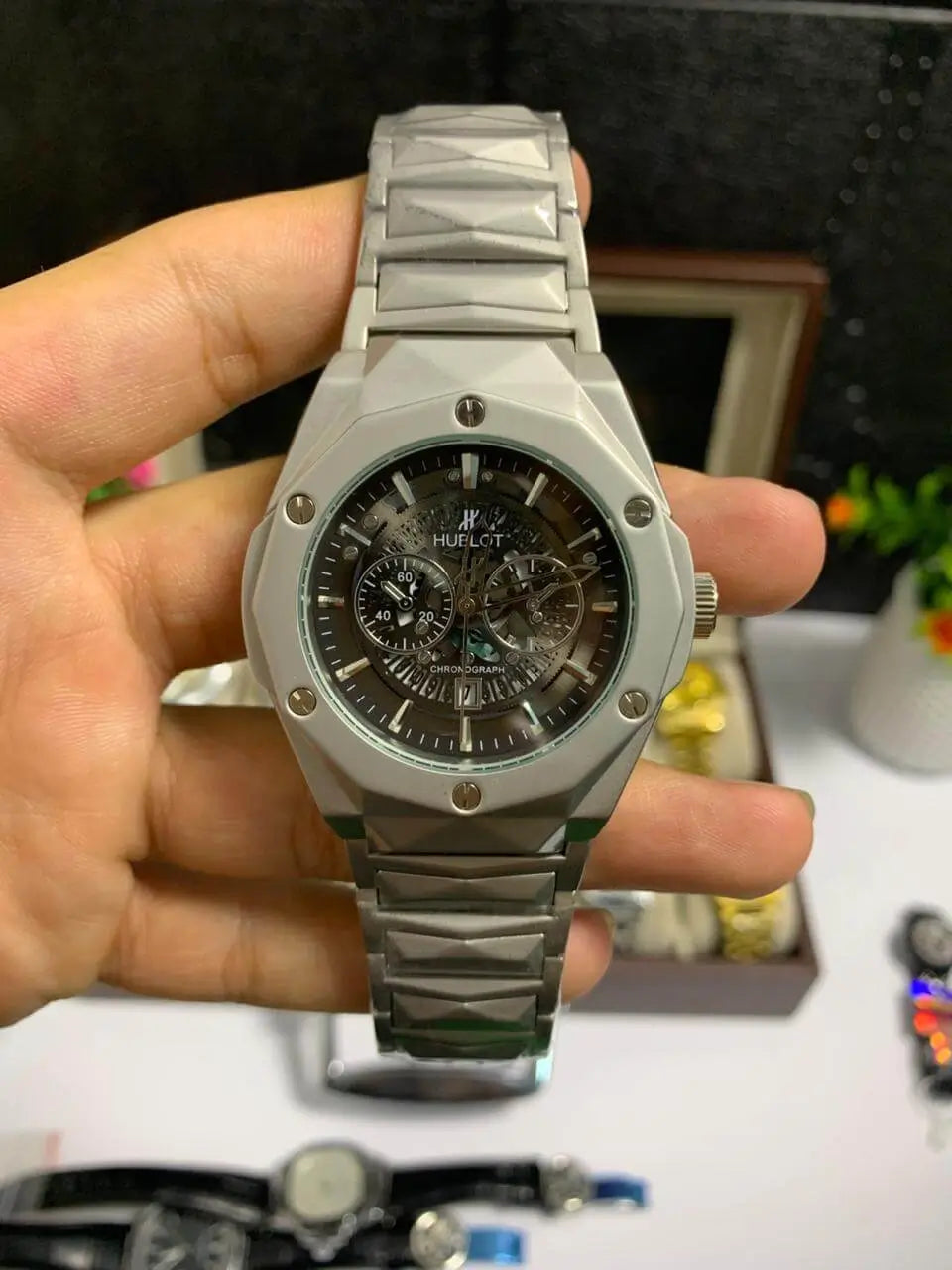 Luxury Inspired Skeleton Stainless Steel Men's Watch – Black Dial